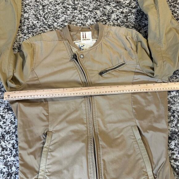 Diesel Vintage Bomber Jacket Lightweight Khaki Tan Pig Leather Trim Men’s Medium - Picture 5 of 15